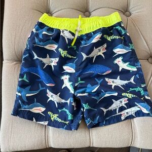 Boden Shark Print Kids Swim Shorts